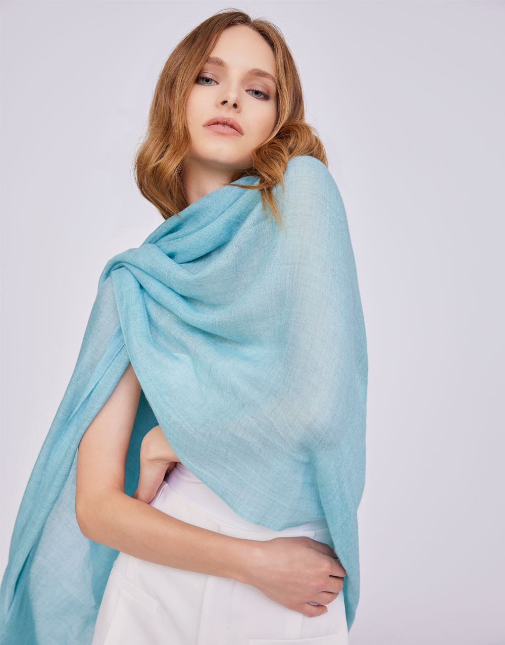 Pure cashmere knit scarf in Beige: Luxury Italian Accessories